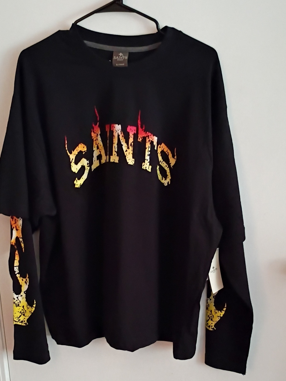 Saints Flame Graphic Long-Sleeve Tee - Black